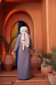 Zippered Dark Mink Modest Abaya 26431KV - 4