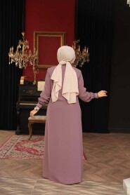 Zippered Dusty Rose Modest Abaya 26381GK - 5