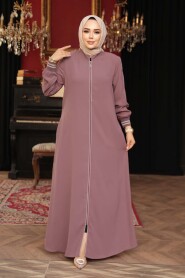 Zippered Dusty Rose Modest Abaya 26381GK - 2