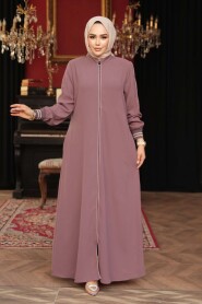 Zippered Dusty Rose Modest Abaya 26381GK - 1