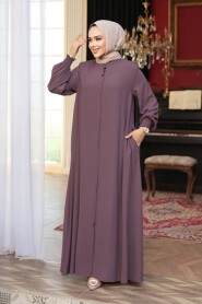 Zippered Dusty Rose Modest Abaya 45287GK - 3