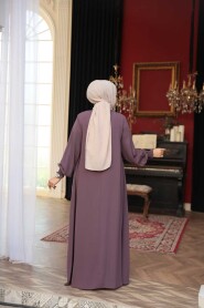 Zippered Dusty Rose Modest Abaya 45287GK - 4