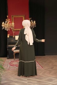 Zippered Khaki Modest Abaya 26212HK - 4