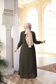 Zippered Khaki Modest Abaya 26381HK - 4