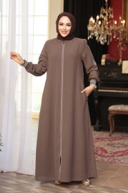 Zippered Mink Modest Abaya 26381V - 2