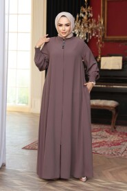 Zippered Mink Modest Abaya 45287V - 1